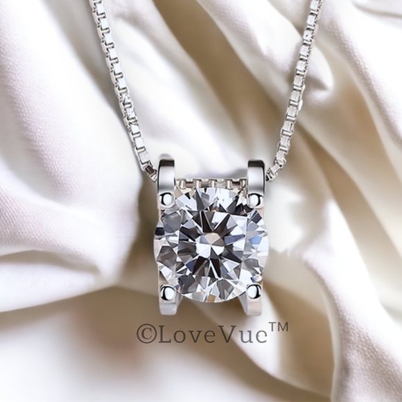 Certified 1ct. t.w. Diamond Moissanite Solitaire Necklace - Picture 4 of 14